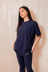 Oversized Tonal Back Print T- Shirt - Navy
